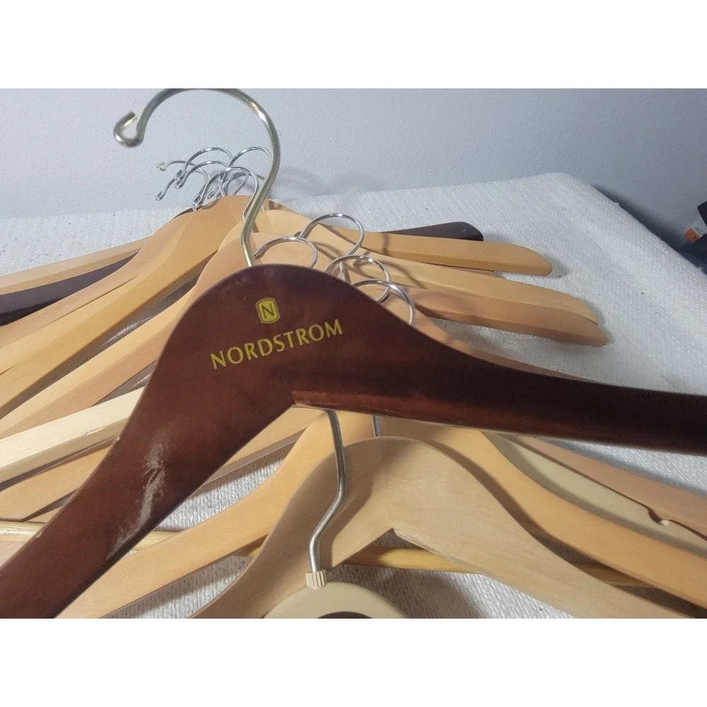 Lot of 14 Clothes Hangers Christian Dior Plastic Nordstrom Wooden Unbranded Mix